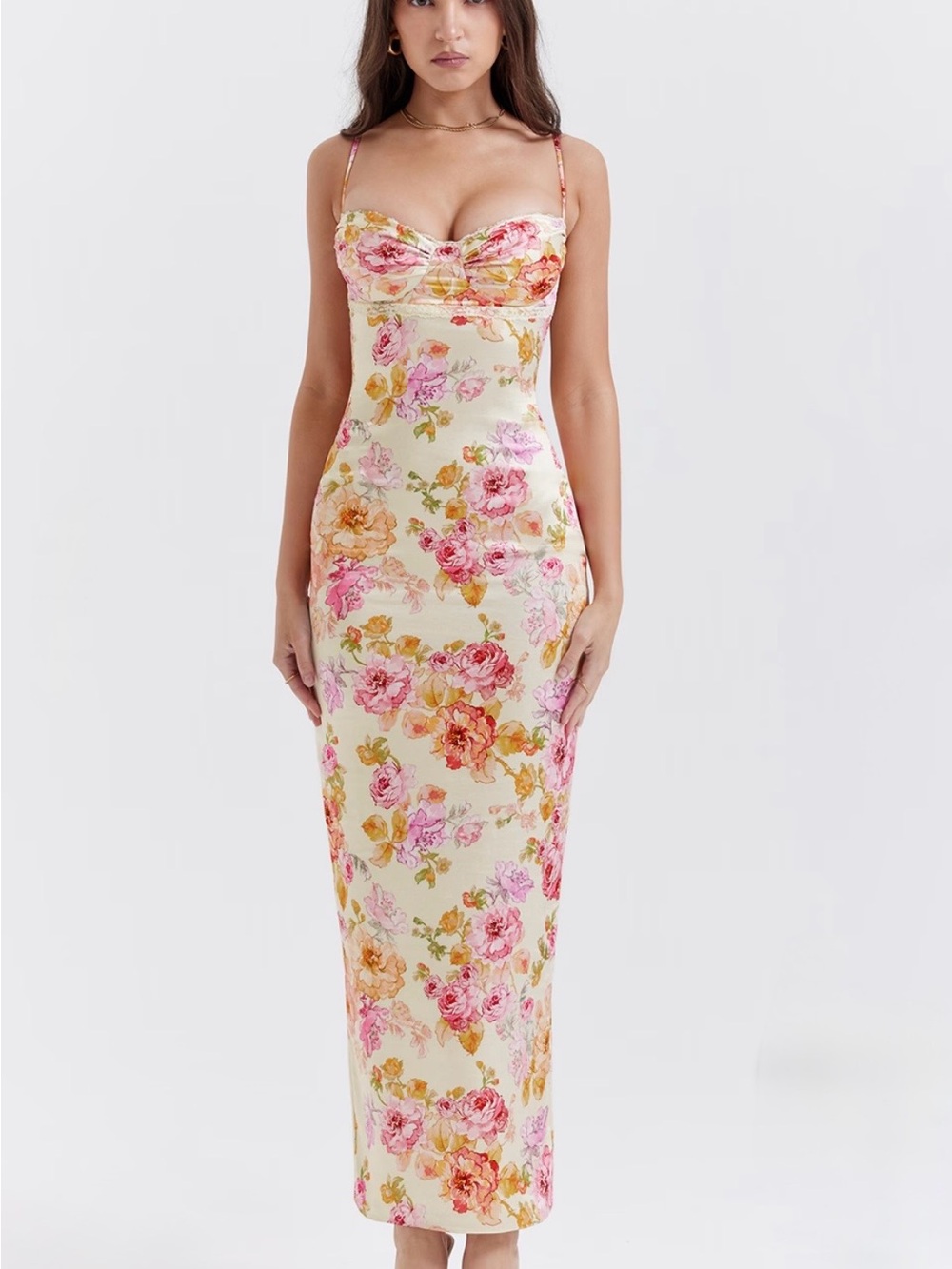 House of CB Josefina ivory flotal maxi dress with tag never worn